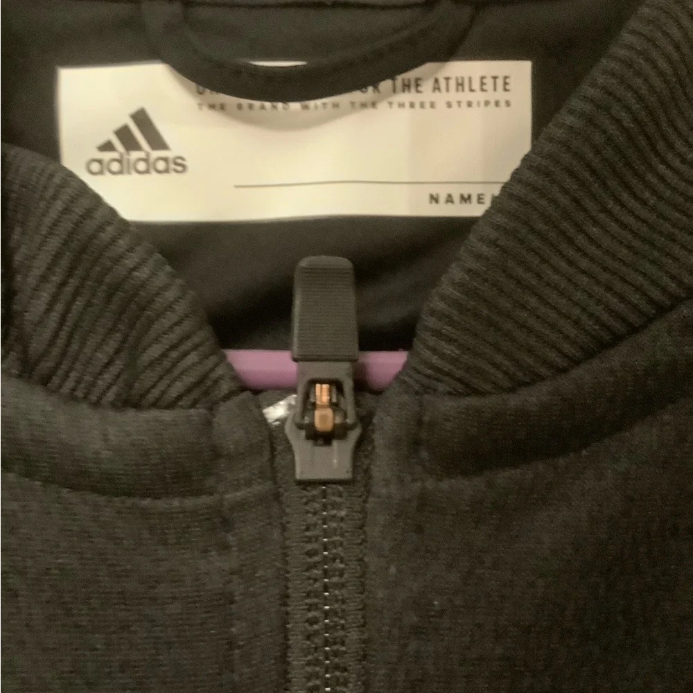 NWT Adidas Black Warm Up Jacket with Embroidered “Swish”